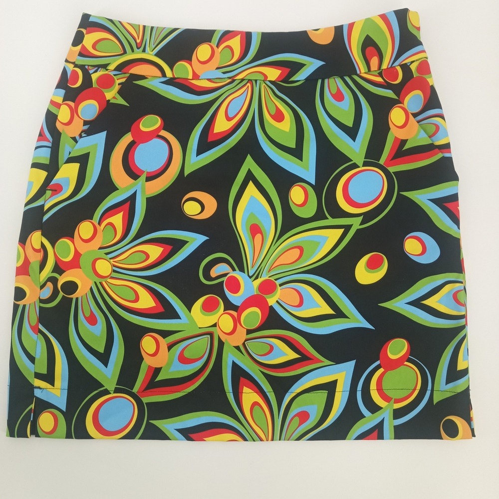 Loudmouth Golf Skort Womens 00 Psychedelic Floral Mini Skirt Multi-Color Black